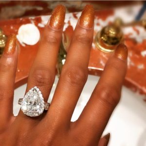 Ashley Nicole Roberts’ Pear Shaped Diamond Ring